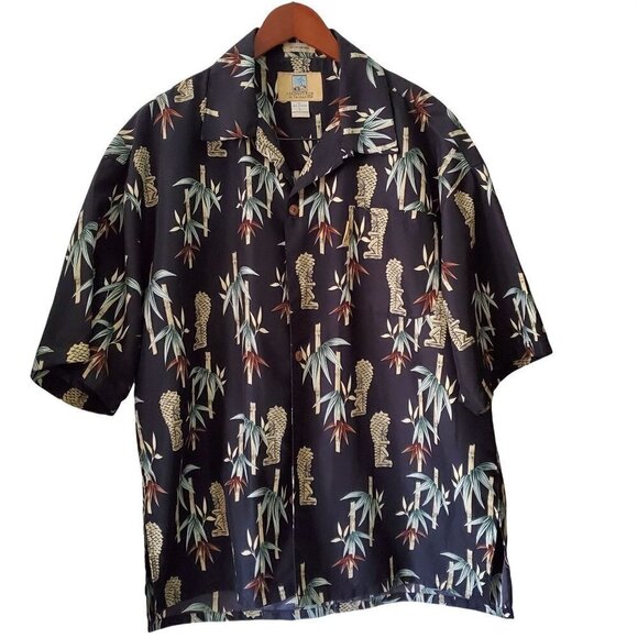 Coconut Pier By Top Image USA Button Down Tiki Bamboo Hawaiian Shirt Size Large - Picture 3 of 8